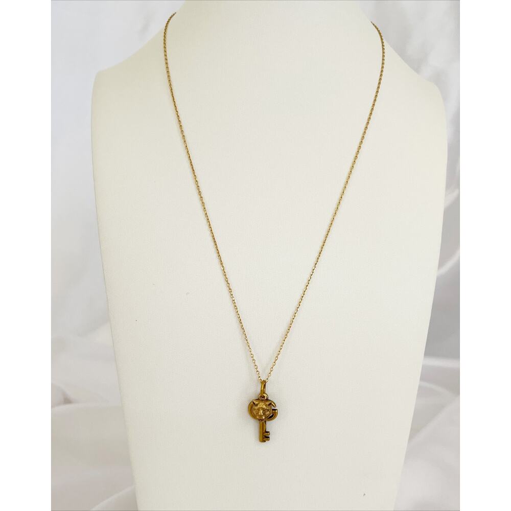GUCCI Marmont Key Pendant Necklace Zipper Pull Tiger Head Stamped Gold Tone - Picture 10 of 11